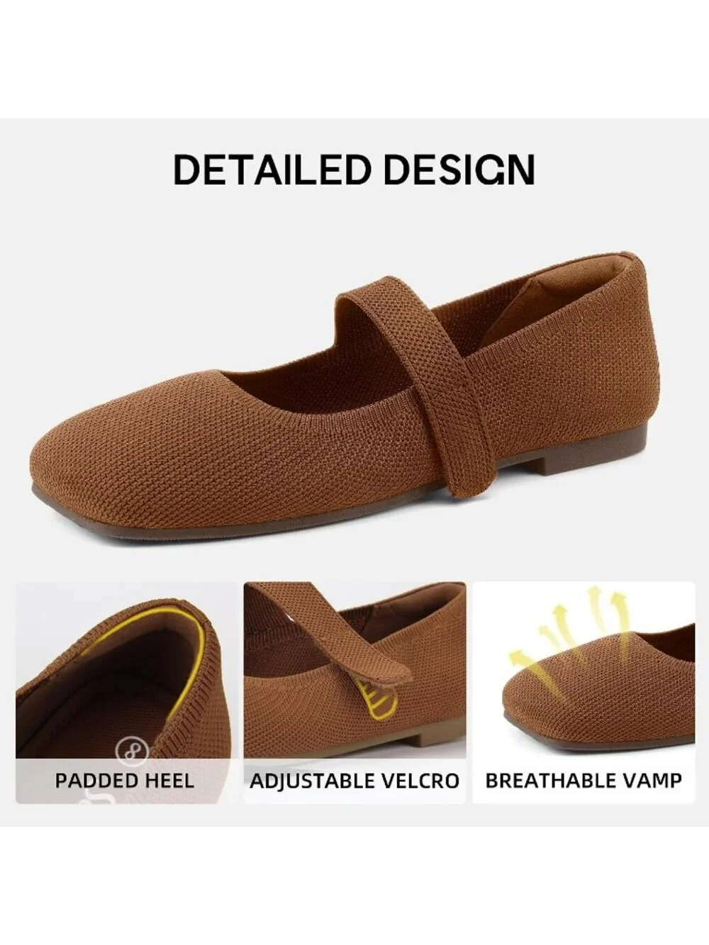 Women's Burnt Brown Rubber Knit Wide Toe Adjustable Straps Slip On Comfort Shoes